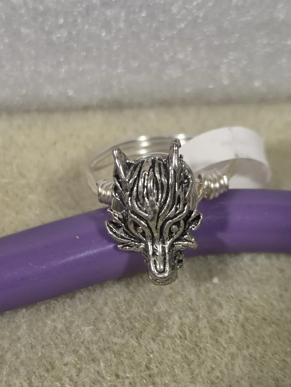 Men's Silver Fox Head Wire-Wrap Ring - Unbranded